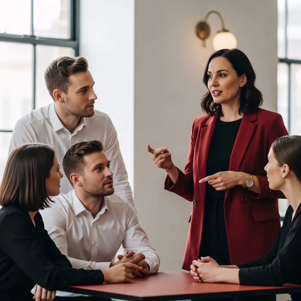 Duas pessoas analisando projeto empresarial